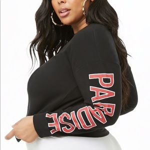 NWOT BLACK LONG SLEEVE PARADISE GRAPHIC TEE